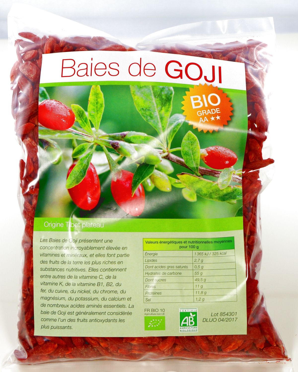 Baies de goji bio 300g - Riche en vitamines - Énergie - BIOPTIMAL